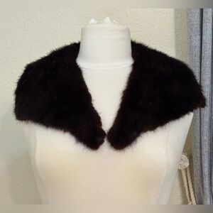 Vintage Dark Brown MINK Fur Collar - 23" Long - EUC